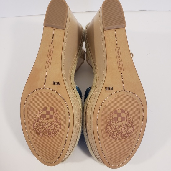 Vince Camuto NWOT Teal and Tan Espadrille Wedges - Picture 4 of 6